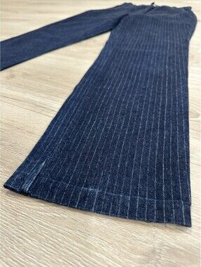 Michel Gregoire MG Dark Pinstripe Jeans Sz 7 (25” Waist, 27” Inseam) Wide Leg